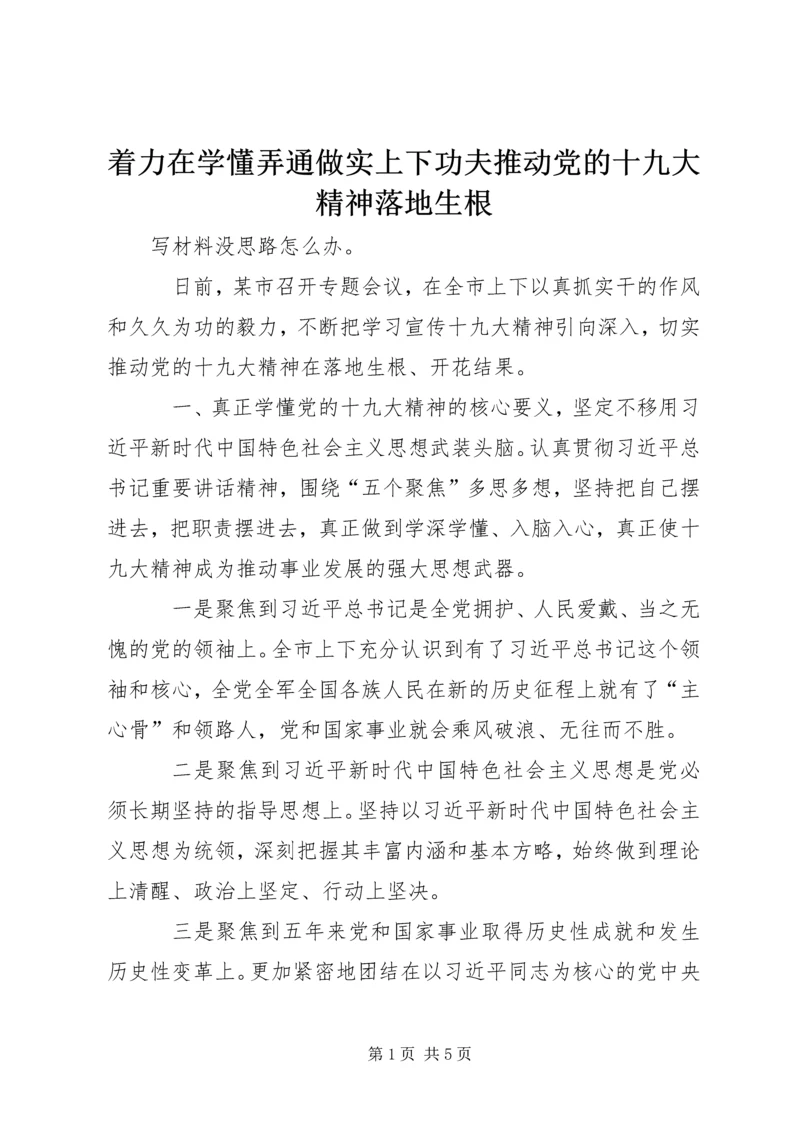 着力在学懂弄通做实上下功夫推动党的十九大精神落地生根 (2).docx