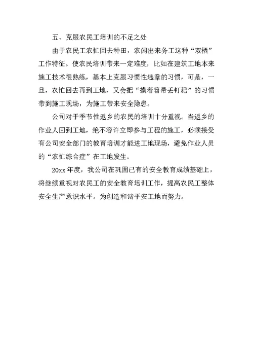 农民工培训工作总结