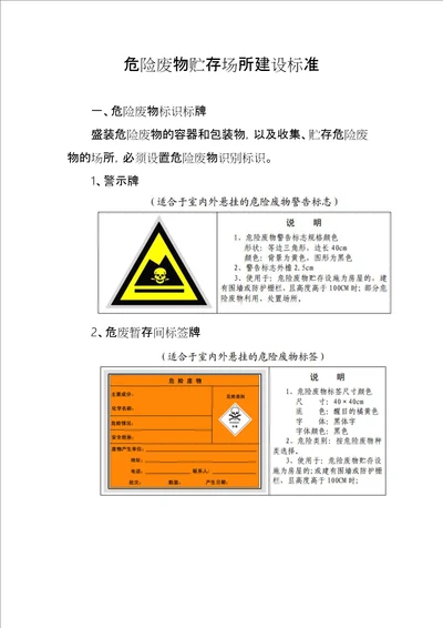 危险废物贮存场所建设标准