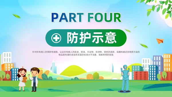 清新展板风简约增强防护意识实施标准预防会议报告PPT模板