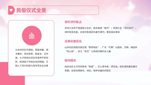 粉红色卡通风七夕节文化故事宣传讲解PPT