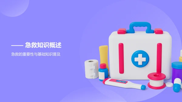 紫色3D风日常急救知识科普PPT模板
