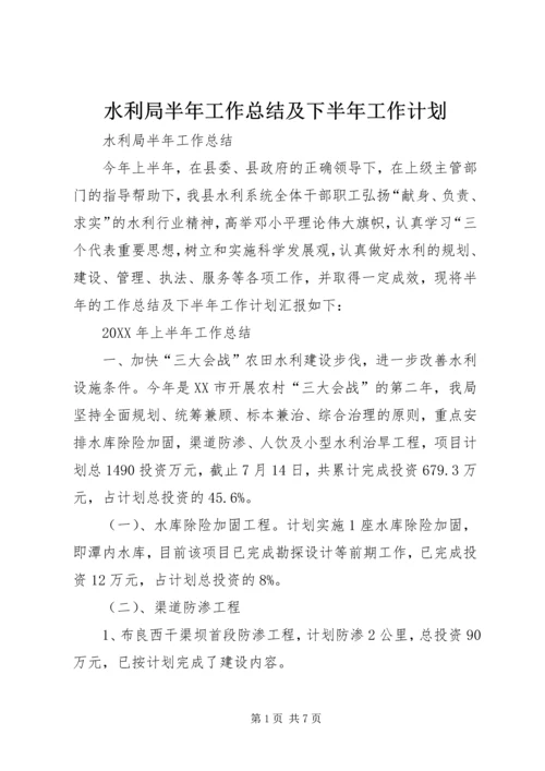 水利局半年工作总结及下半年工作计划.docx