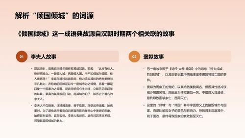 橙色水墨风倾国倾城历史典故赏析PPT模板