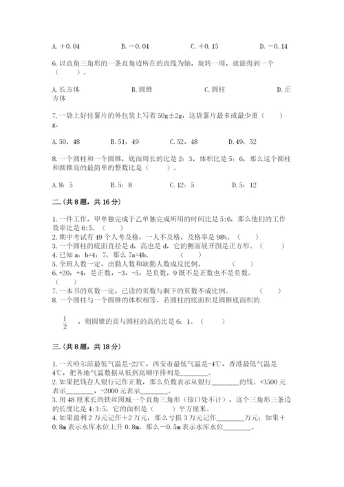 河南省平顶山市六年级下册数学期末测试卷精编.docx