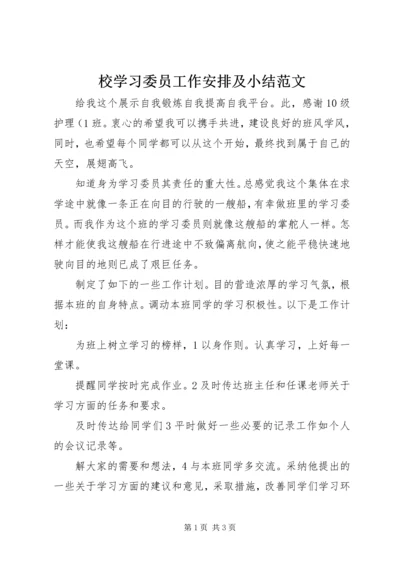 校学习委员工作安排及小结范文.docx