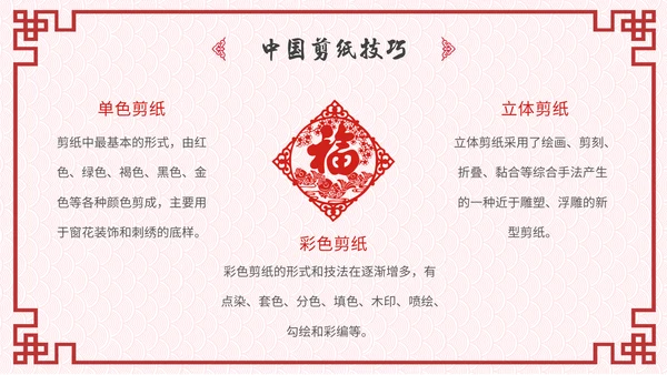 中国风剪纸文化福字通用PPT模板