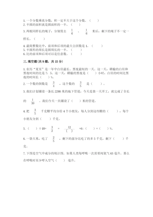 小学六年级上册数学期末测试卷含完整答案（网校专用）.docx