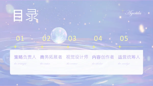 紫色塔罗梦幻风组员介绍PPT模板