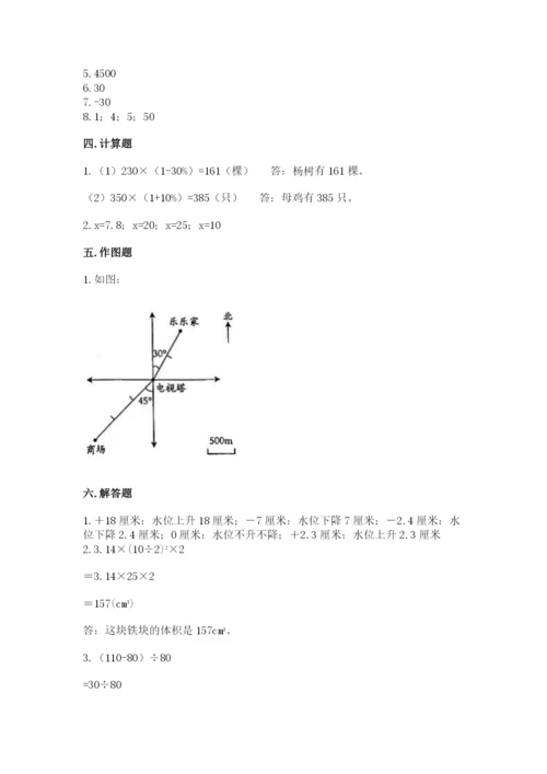 平安县六年级下册数学期末测试卷有精品答案.docx