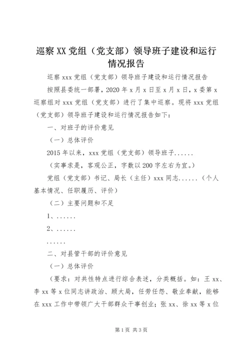 巡察XX党组（党支部）领导班子建设和运行情况报告.docx