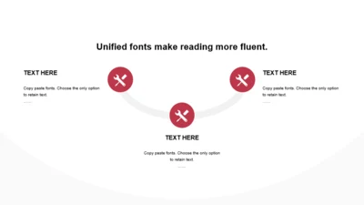 红色圆形扁平3项PPT流程