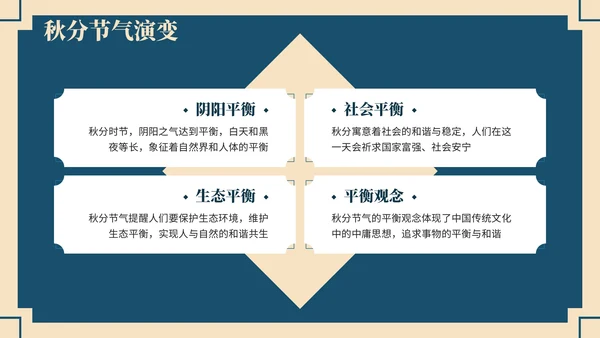 深蓝色中国风学校主题班会秋分节气历史介绍PPT模板