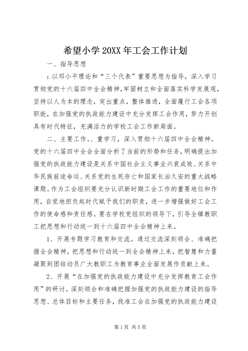 希望小学20XX年工会工作计划.docx