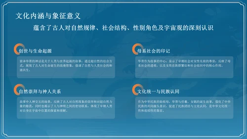 蓝色国潮风雷泽华胥——中国古代神话故事系列解读PPT模板