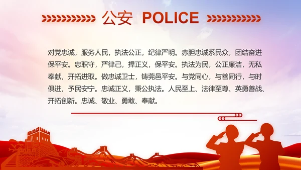 红色大气公安警察述职报告动态PPT模板