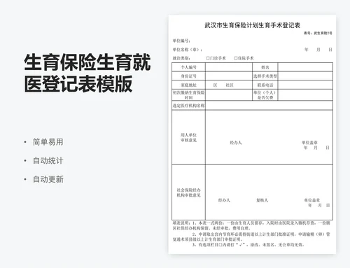 生育保险生育就医登记表模版