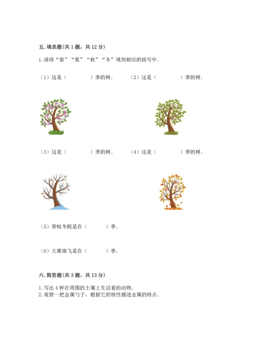 教科版科学二年级上册《期末测试卷》及完整答案【网校专用】.docx