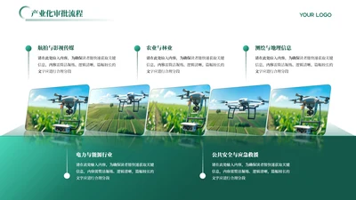 绿色简约风5项图文排版PPT单页
