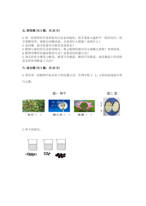 教科版四年级下册科学第一单元《植物的生长变化》测试卷附答案【巩固】.docx