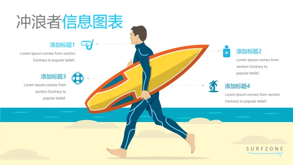 夏日海上冲浪运动极限挑战旅游PPT模板