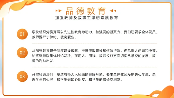 橙色几何剪影校领导年度述职带内容PPT模板