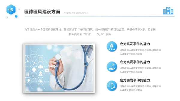 蓝色商务微粒体风医院年中总结医学医疗年中工作总结ppt模板