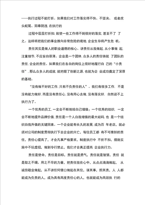 学习执行力源于责任心心得体会5篇