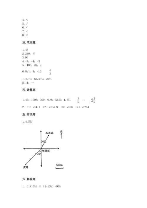 小升初六年级期末试卷及参考答案.docx