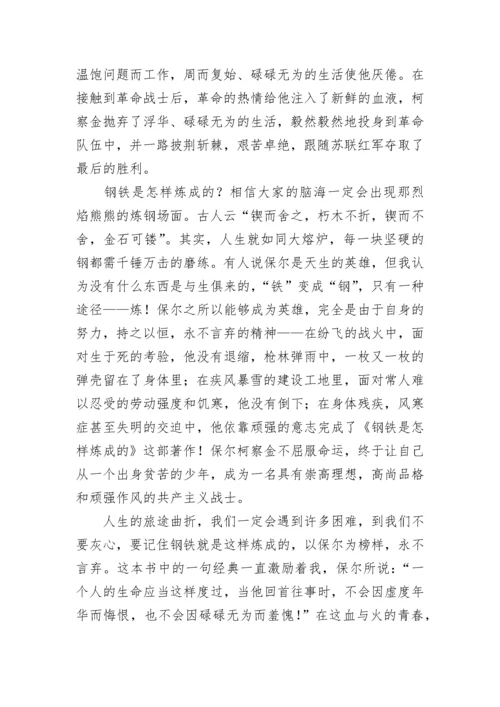 《钢铁是怎样炼成的》读后感600字_1.docx