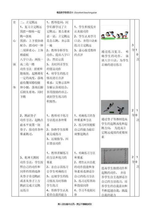 张初中七年级立定跳远教学设计新部编版