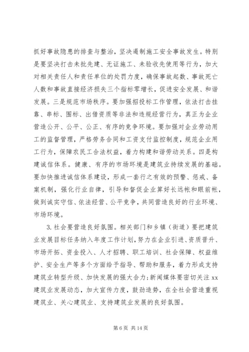 关于建筑业的领导讲话.docx