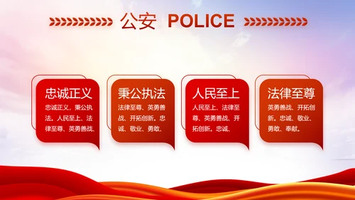 红色大气公安警察述职报告动态PPT模板