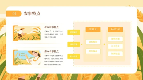 黄色芒种节气介绍通用PPT模板