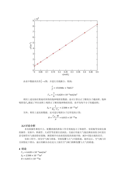 溶液表面张力的测定(2011030014).docx