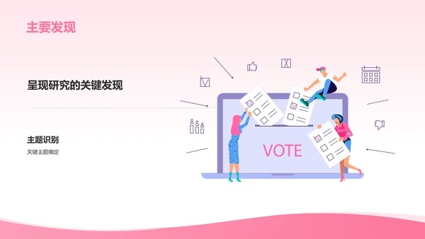 粉色插画风主题研究小组作业汇报PPT模板