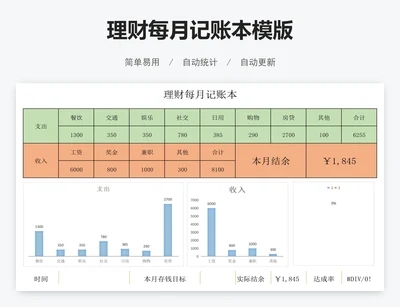 理财每月记账本模版