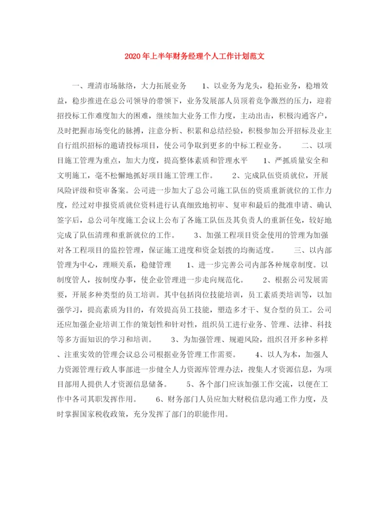 精编之年上半年财务经理个人工作计划范文.docx