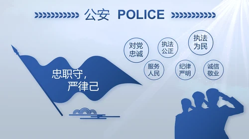 蓝色大气公安人民警察教育动态PPT
