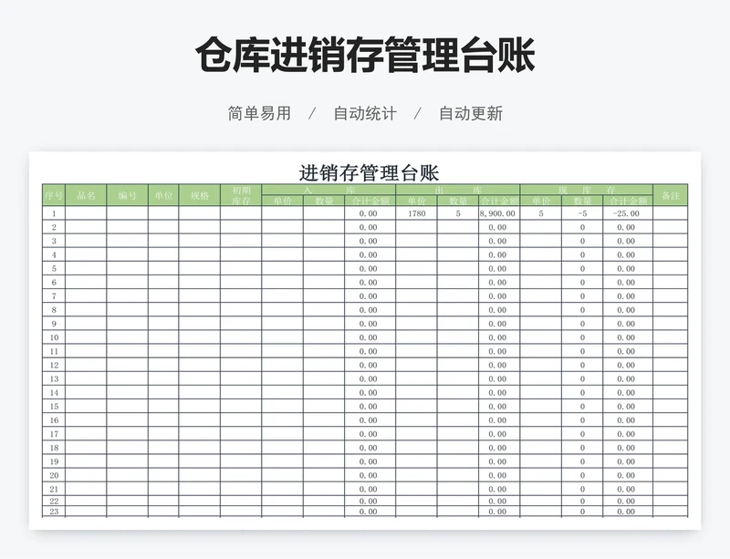 仓库进销存管理台账