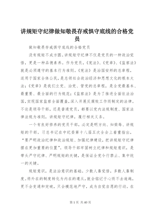 讲规矩守纪律做知敬畏存戒惧守底线的合格党员.docx