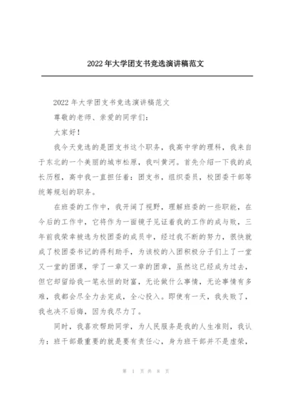 2022年大学团支书竞选演讲稿范文.docx