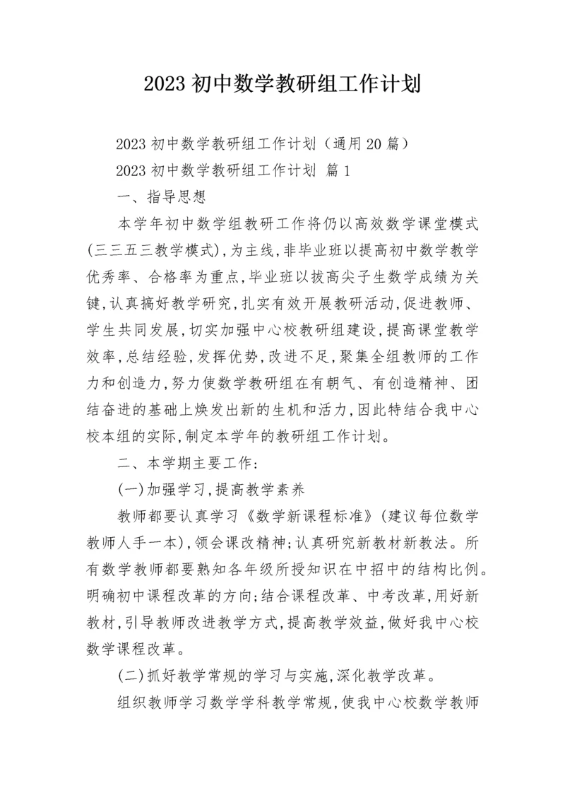 2023初中数学教研组工作计划.docx