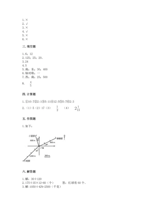 小学数学六年级上册期末测试卷a4版可打印.docx