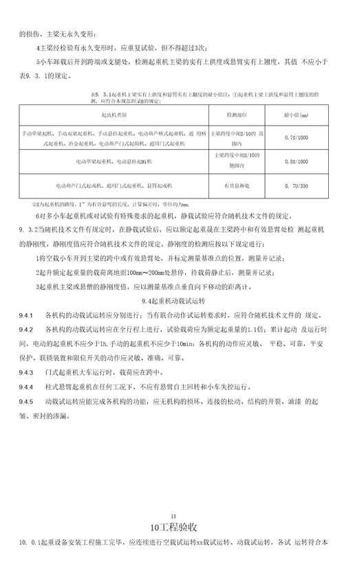 起重设备安装工程施工及验收标准