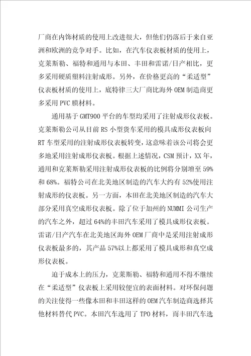 汽车中控台材料