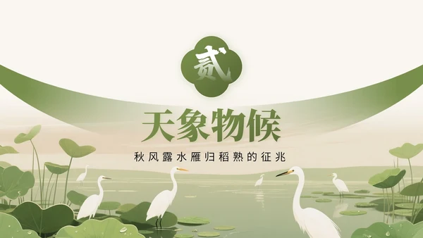 橄榄绿中国风二十四节气之白露节气知识讲座PPT模版