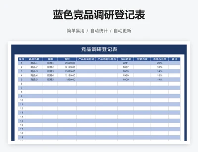 蓝色竞品调研登记表