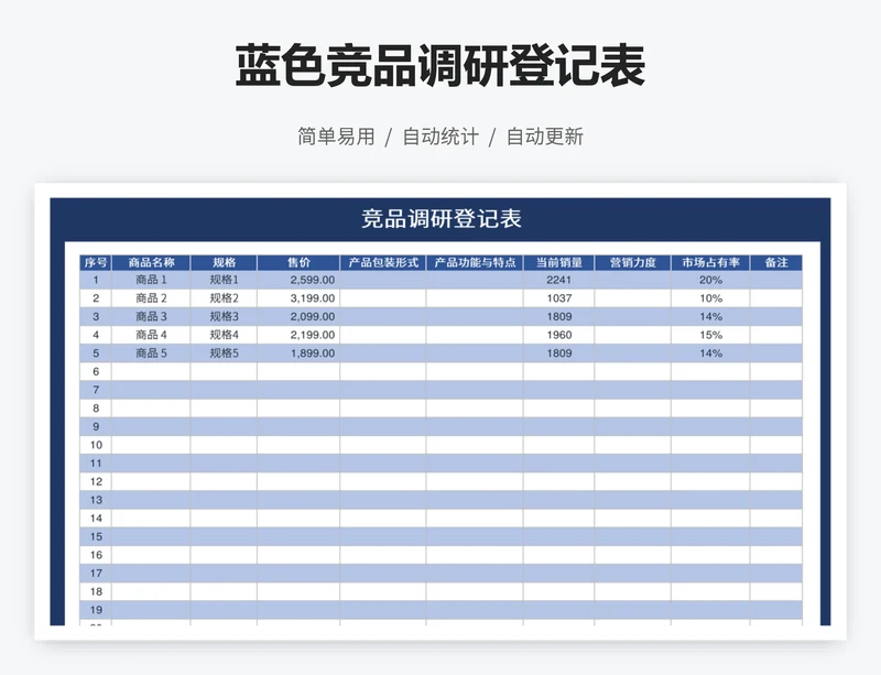 蓝色竞品调研登记表