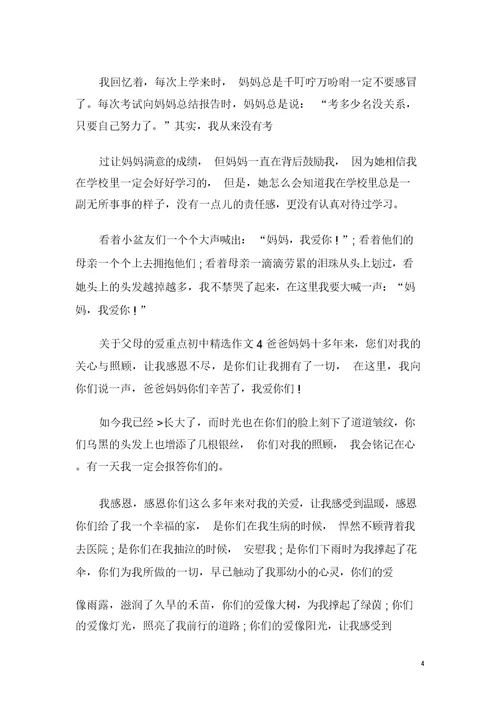 关于父母的爱重点初中精选作文